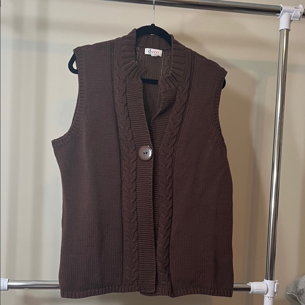 Brown Cable Knit Women's Sweater Vest